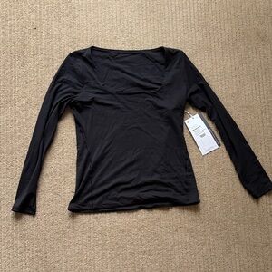 Lululemon Wundermost Ultra-Soft Nulu Square-Neck Long-Sleeve Shirt, Black, L